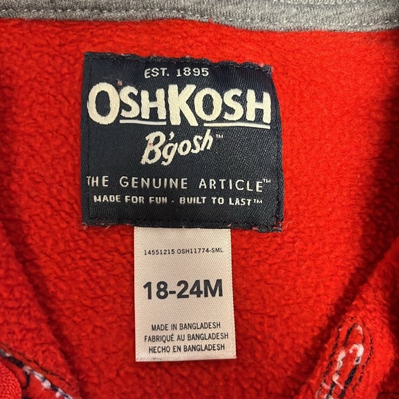 18-25M Oshkosh full zip hoodie - Picture 3 of 3
